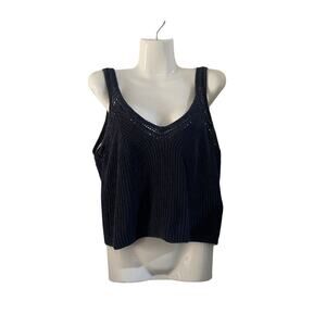 Abercrombie & Fitch V-Necke Pointelle Knit Sweater Tank SZ Medium Boho Chic Y2K
